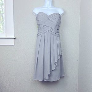 David’s Bridal Strapless Dress Mercury Gray 10 Flowy Beautiful!